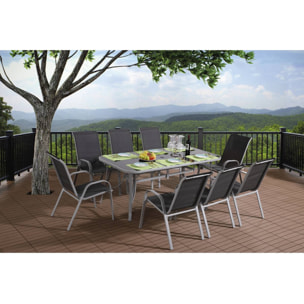 Table et chaises de jardin en textilène "Cordoba XL 180" - Phoenix - 8 places - Gris foncé