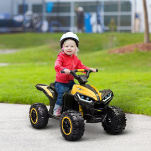 Quad Eléctrico para Niños de 3-5 Años Vehículo Eléctrico a Batería 12V con 2 Motores Faros Bocina Música Velocidad Ajustable Avance y Retroceso 83x53x55,5 cm Amarillo