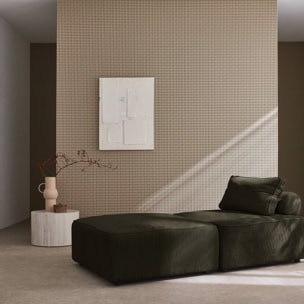 Lot de 2 chauffeuses pour canapé modulable velours côtelé vert foncé avec un coussin