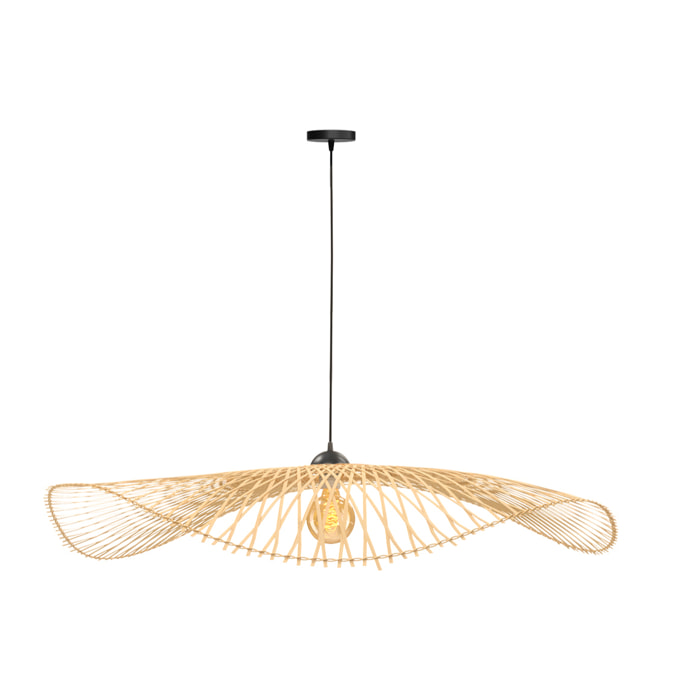 Suspension D100 cm en bambou avec fil noir - Jipi
