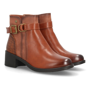Botines con tacón ancho y hebilla para mujer