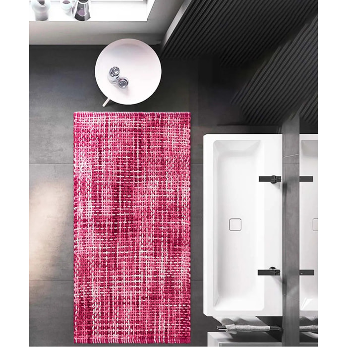 Tappeto bagno CRAZY FUCSIA in microfibra misto cotone, morbido antiscivolo lavabile in lavatrice, tappetino lavabo sanitari bagno