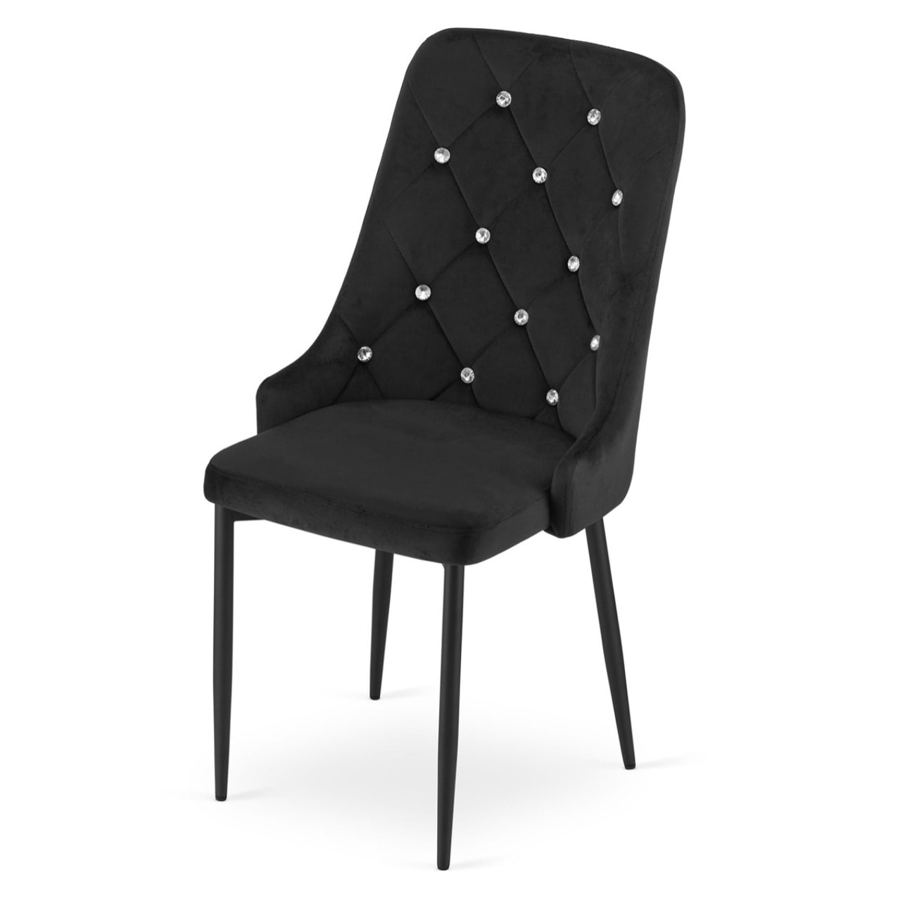 Sedia Amore in velluto nero con cristalli decorativi