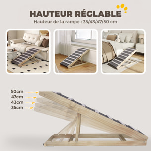 Rampe chien bois réglable surface antidérapante gris