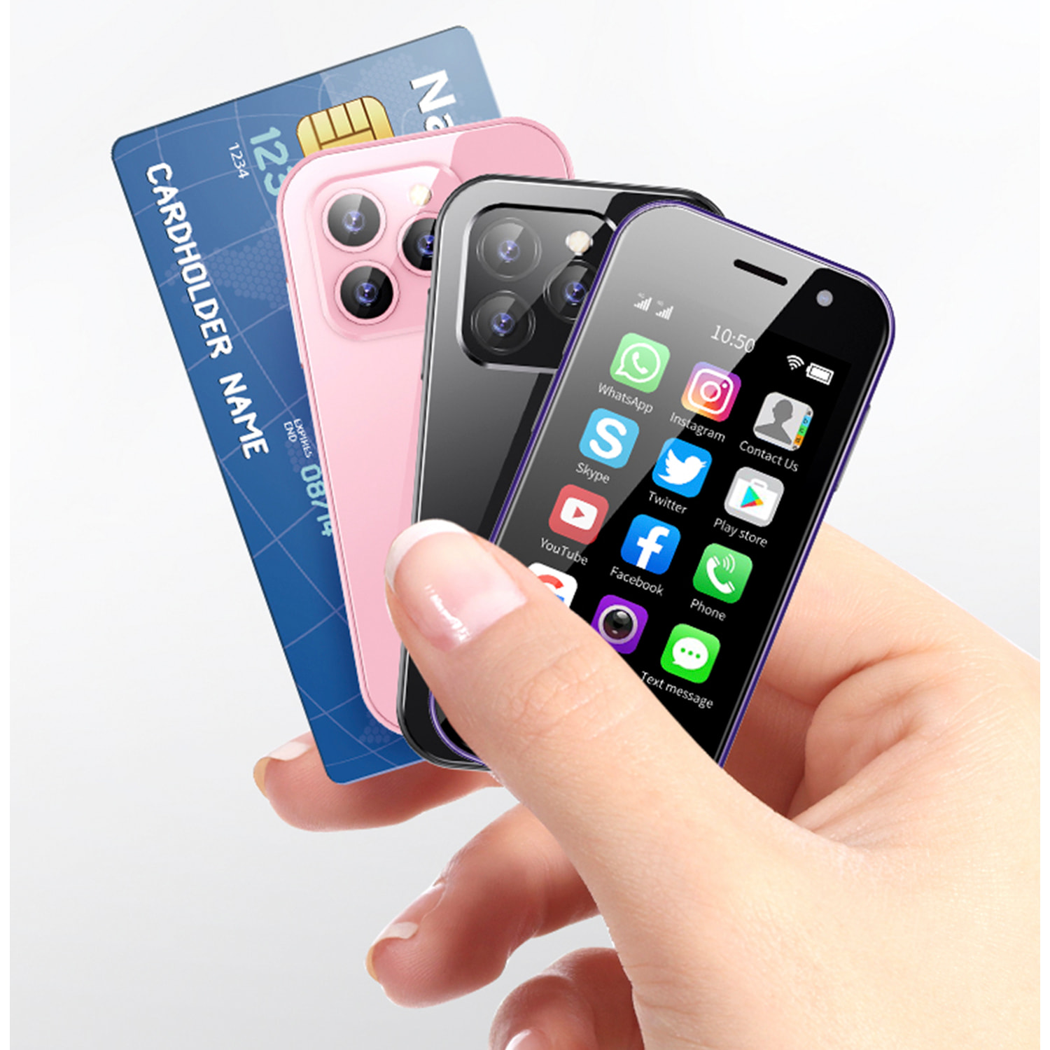 DAM Mini smartphone Soyes 14 PRO 4G, Android 9.0, 3GB RAM + 32GB. Pantalla 3''. 4,7x1,2x9,4 Cm. Color: Negro