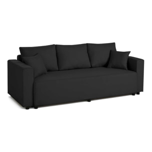 Regala - canapé 3 places - convertible avec coffre - en tissu - Noir