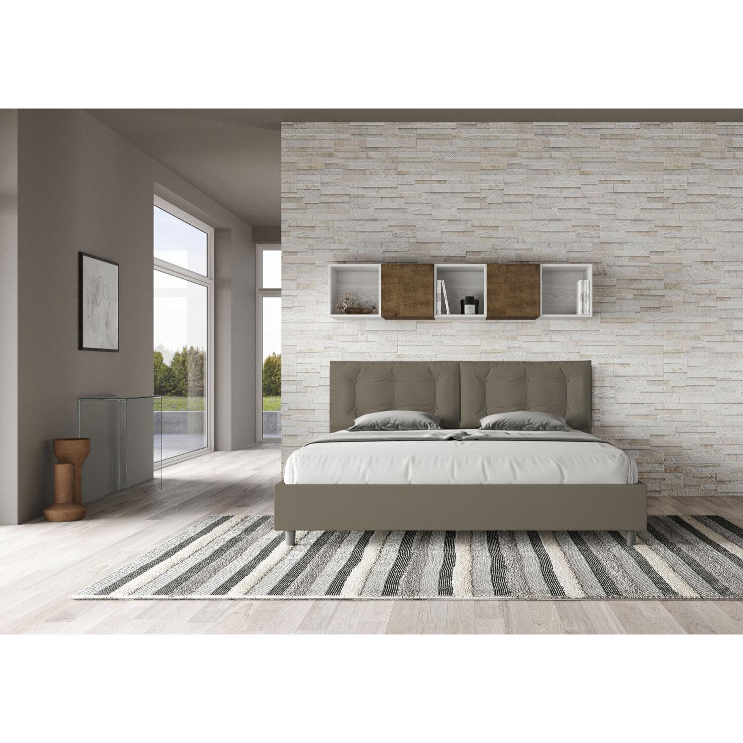 Lit king size avec sommier rembourré 200x200 similicuir cappuccino Annalisa Large