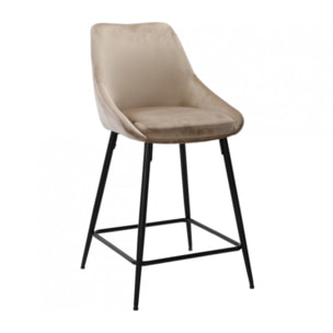 Tabouret de bar en velours avec piètement métal noir - 6 coloris - MONDO