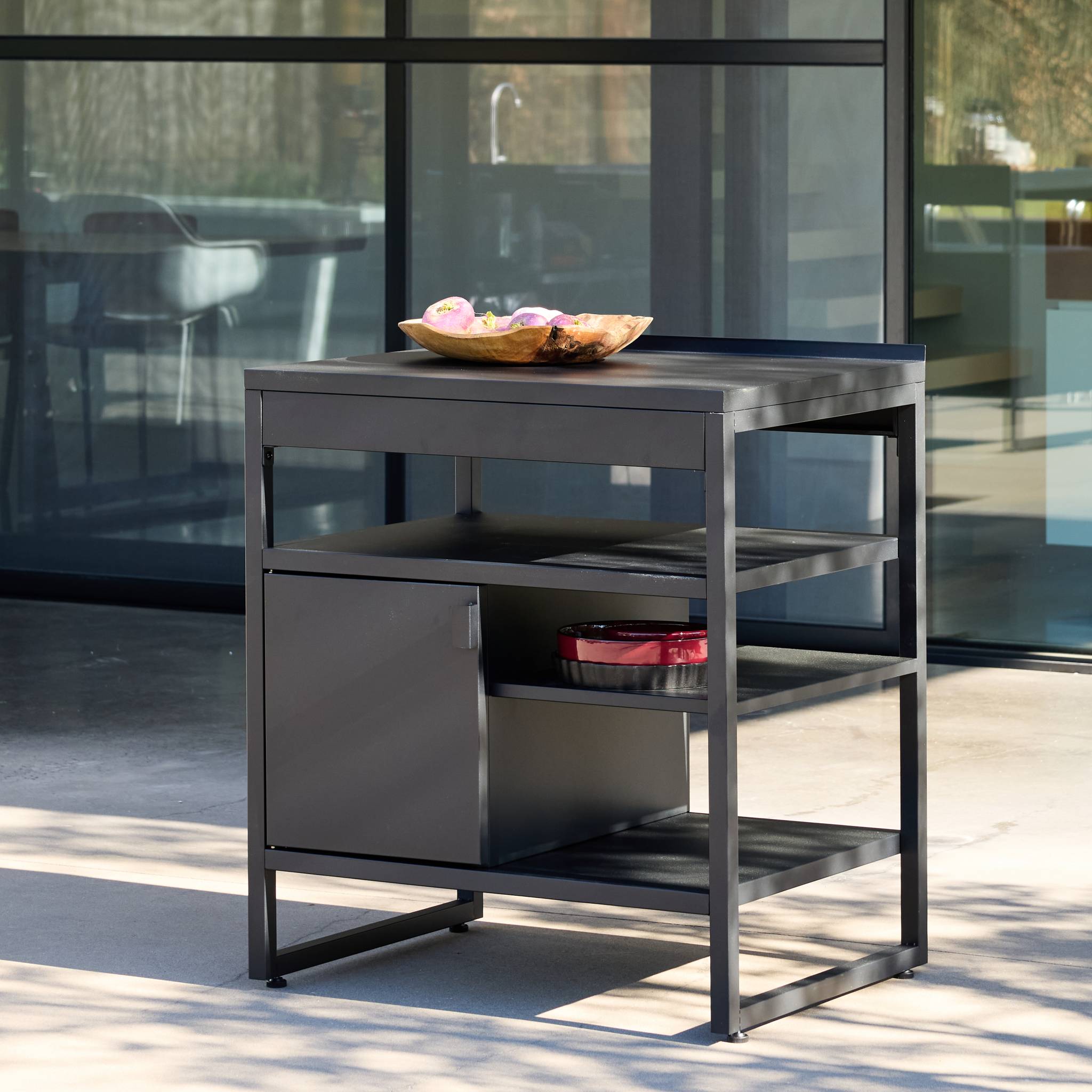 Module de cuisine extérieure acier 1 porte 3 étagères L80cm KEA
