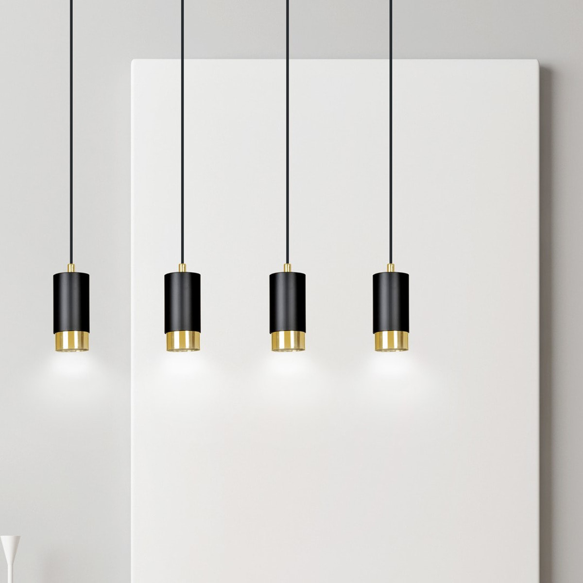 Lampada a sospensione Fumiko in acciaio nero e oro