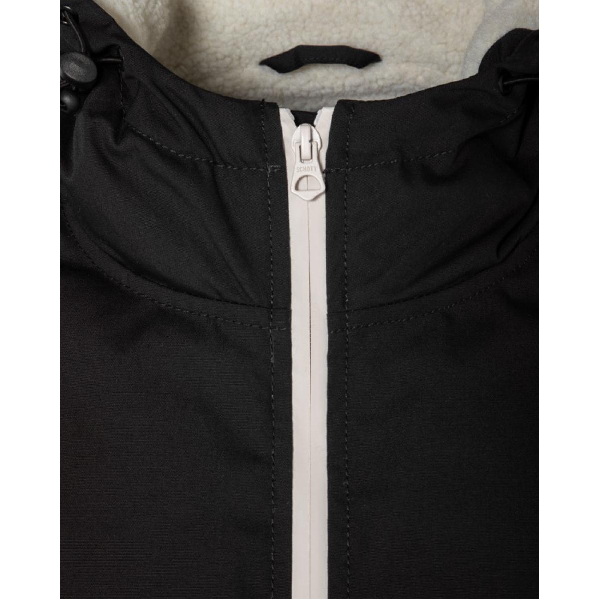 BLUSTER HOODED LONG JACKET WITH SHERPA LINING & CONTRASTED ZIPPER 65% POLYESTER 35% COTTON Nero