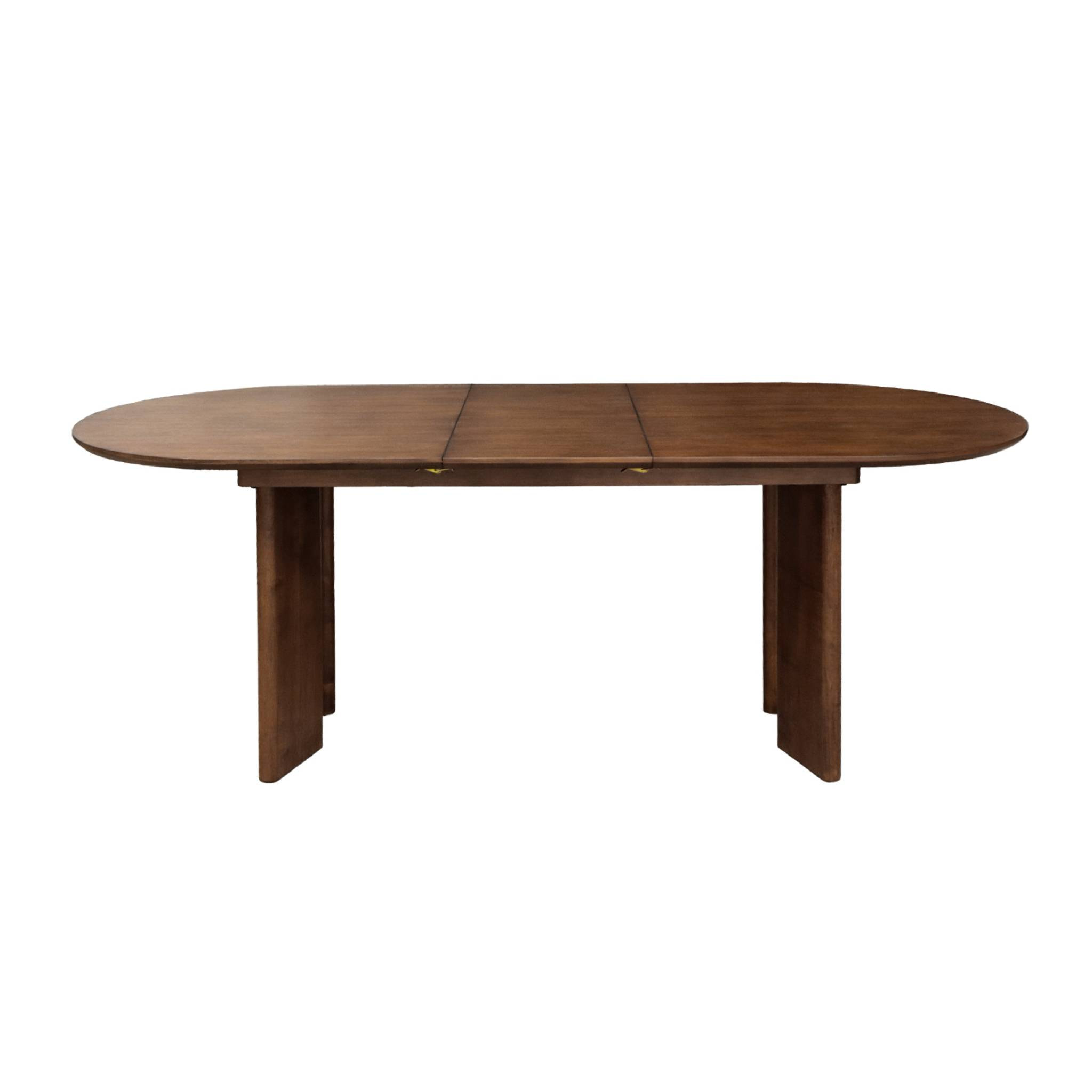 Table à manger oblongue extensible bois d'hévéa et placage chêne noyer 6-8 places 170-210cm - Albane