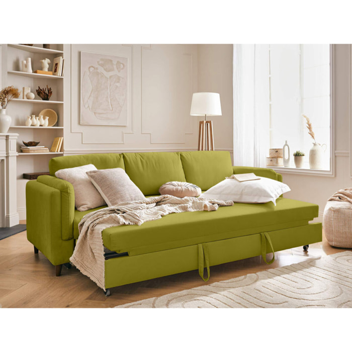 Brooke - canapé 3 places - convertible - en velours - Vert Olive