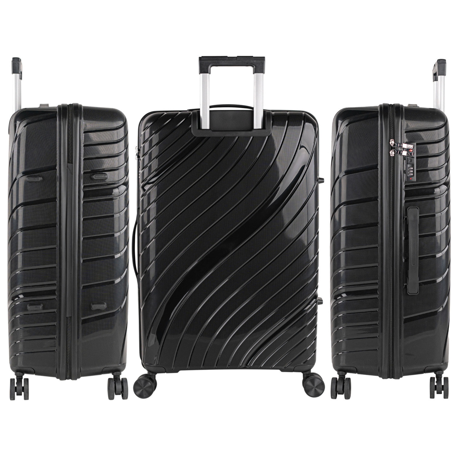 Juego De Maletas Rígidas Pp Itaca Danubio Negro