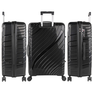 Juego De Maletas Rígidas Pp Itaca Danubio Negro