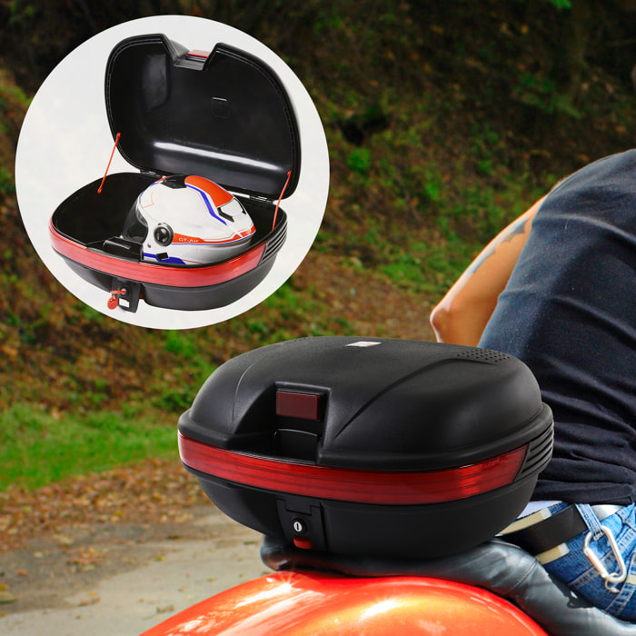 Universal Baúl de Moto Maleta de 43 L para 2 Cascos Medios con Dos Llaves Negro