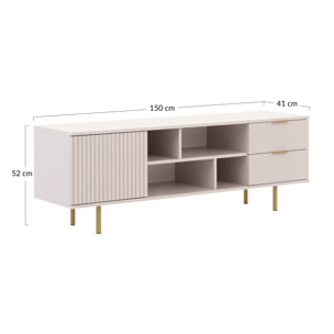 Monica - meuble TV - beige - 4 niches et 2 portes - 150 cm - Beige