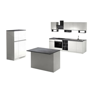 Cucina completa Dantenucc, Set da cucina modulabile, Cucina componibile con più elementi, 100% Made in Italy, Bianco lucido e Ardesia