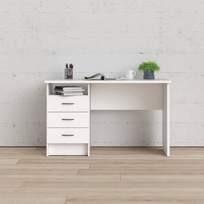 Scrivania Andre, Scrittoio multiuso, Tavolo per ufficio porta PC, Piano di lavoro, 120x48 h72 cm, Bianco