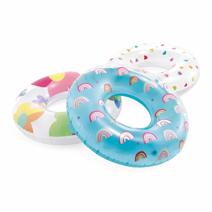 Intex 59259NP - Ciambelle Salvagenti Gonfiabili Assortiti, Cuori Fiori o Arcobaleno, 81 cm, 1 Pezzo