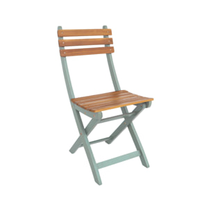 Table de jardin acacia avec coins arrondis + 8 assises kaki. 160 x 90 x 75 cm