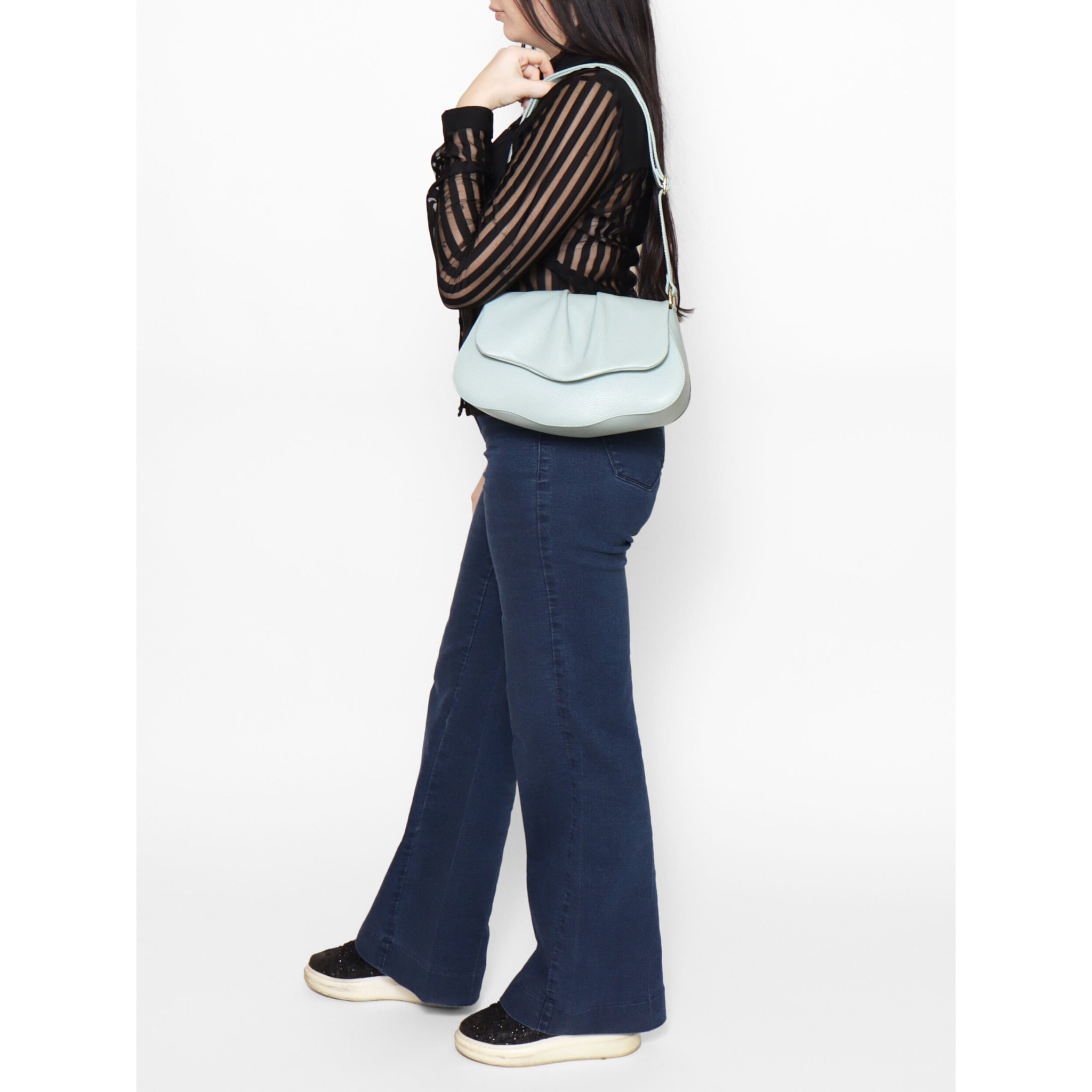 Borsa a spalla da donna In Vera pelle Made in Italy 30,5x19,5x9 cm