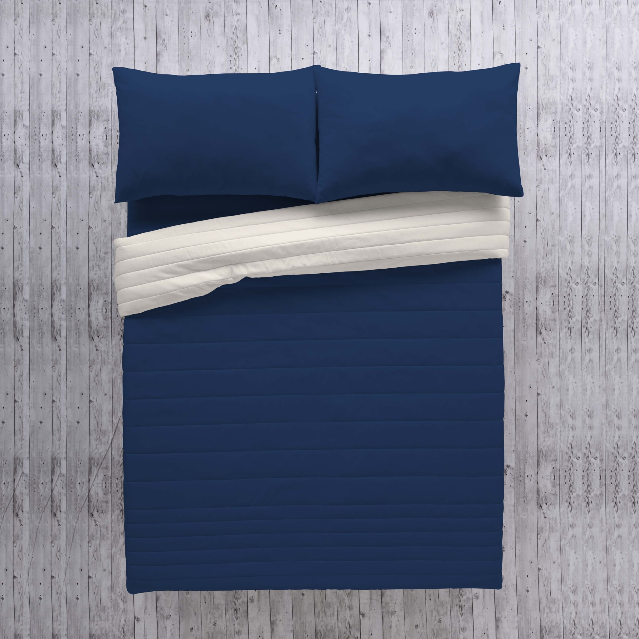 Icehome - Colcha Bouti - Lisa - Reversible - 100% Microfibra - 70 gr/m² - Azul 1/L198 Piedra