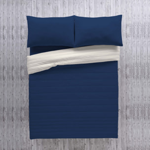 Icehome - Colcha Bouti - Lisa - Reversible - 100% Microfibra - 70 gr/m² - Azul 1/L198 Piedra