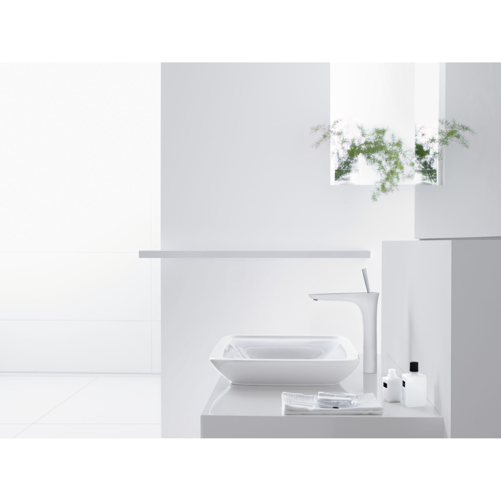 Mitigeur de lavabo 240 surélevé pour vasque libre avec flexibles de raccordement 900 mm, bonde Push-Open blanc/chromé Pura Vida