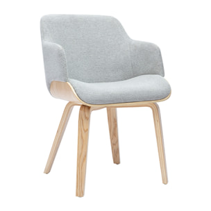 Chaise en tissu chenille gris et bois clair EARL