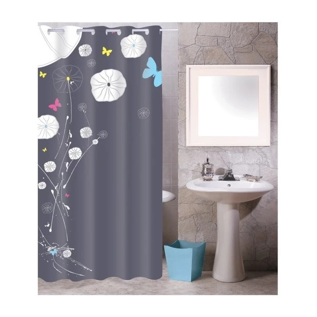 Rideau de douche Polyester 180x200cm Motif Butterflies Multicolor - Anneaux inclus MSV