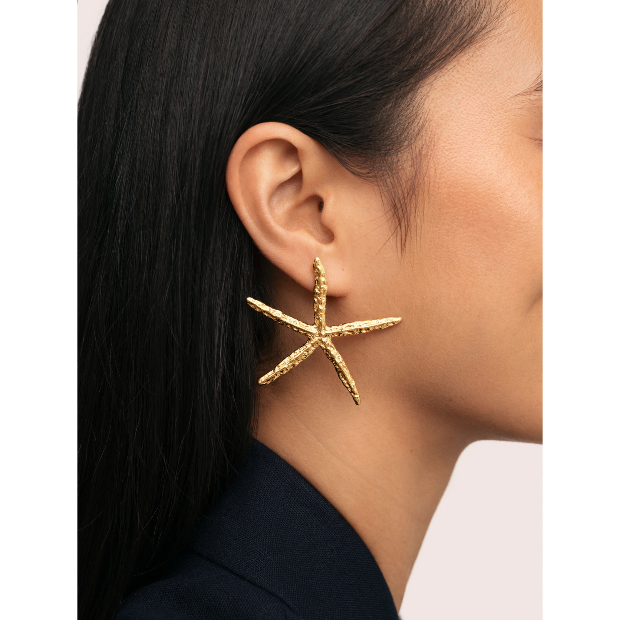 Pendientes Maxi Starfish Acero Baño Oro