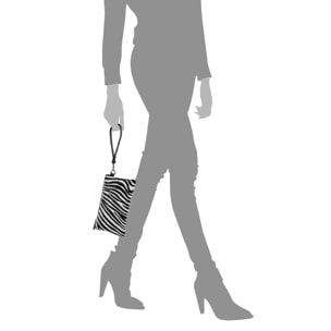 Fiorella Bolso de mano Mujer.Piel auténtica Sauvage Cavallino Cebra