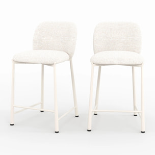 Lot de 2 chaises pour ilot central 65,5 cm, tissu texturé écru chiné - Bento