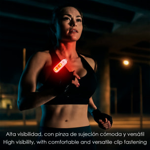 Allarme SOS personale con luce LED brillante bianca, rossa e blu, suono di 130 dB. Batteria ricaricabile e attivazione rapida mediante pressione.