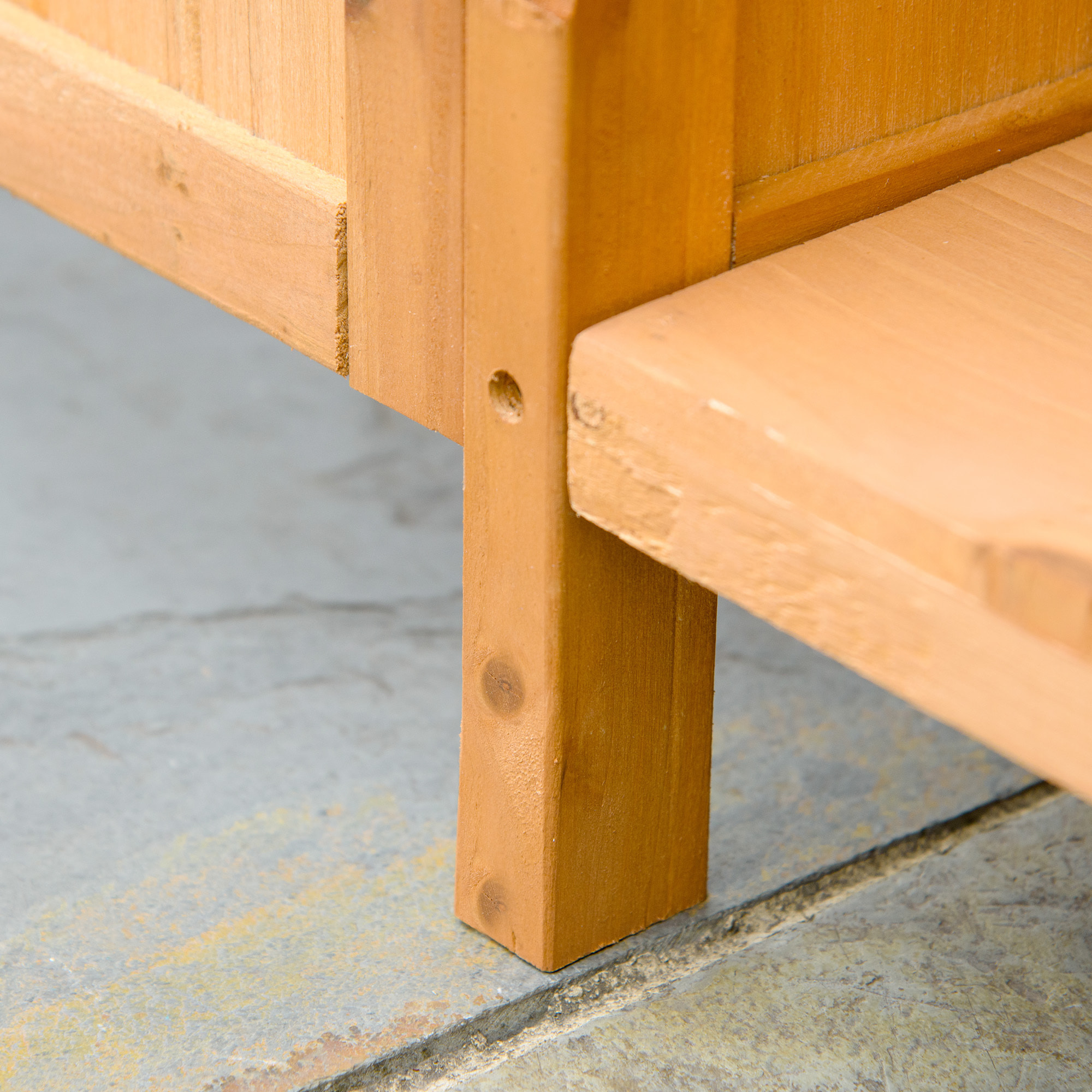 Armoire de jardin sur pied table de rempotage 2 en 1 - double porte, étagère, plateau tôle acier galvanisé - bois de cèdre pré-huilé