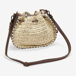 Bolso bandolera beige en rafia