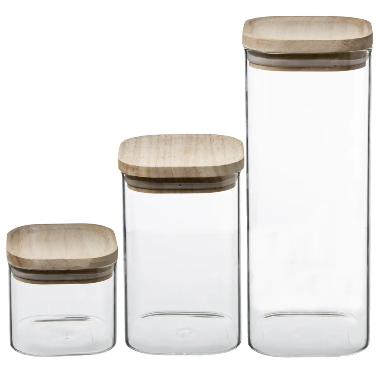 3 bocaux verre empilables couvercle bois Hermet