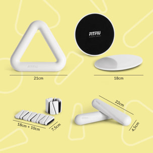 Kit Fitness 4 accesorios con Pesa rusa, Mancuernas, Muñequeras, Discos, Cinta