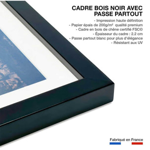 Affiche Roches en Asie Affiche + cadre en bois - Noir