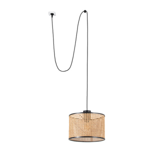 MAMBO 320 Lampe suspension noir/rotin avec plug