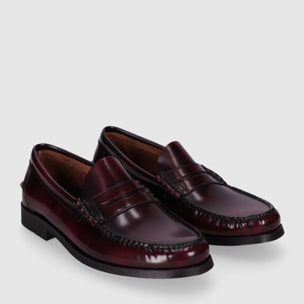 Zapatos de Piel - Burdeos - Tacón: Bajo