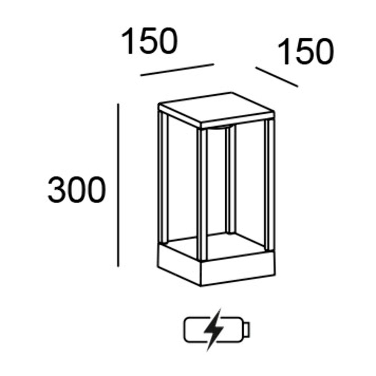 LEDS C4 Baliza Chillout Ip66 Rack Bollard Portable Rechargeable 150X150X300Mm Led 3W Sw