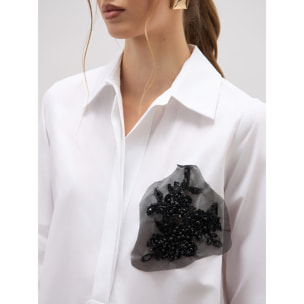 Oltre - Oversized blouse with jewel patch - Blanco