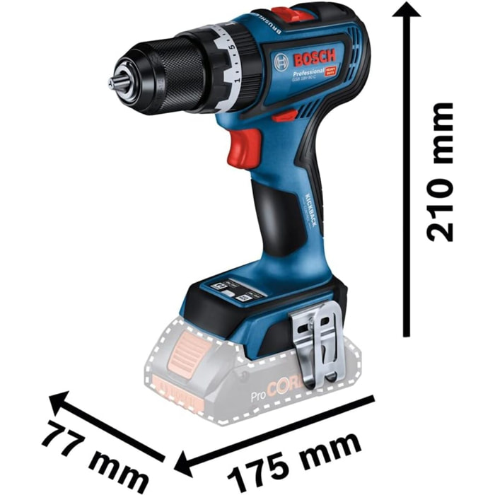 Perceuse visseuse percussion GSB 18V-90 C - BOSCH - sans batterie, ni chargeur - L-Boxx - 06019K6102