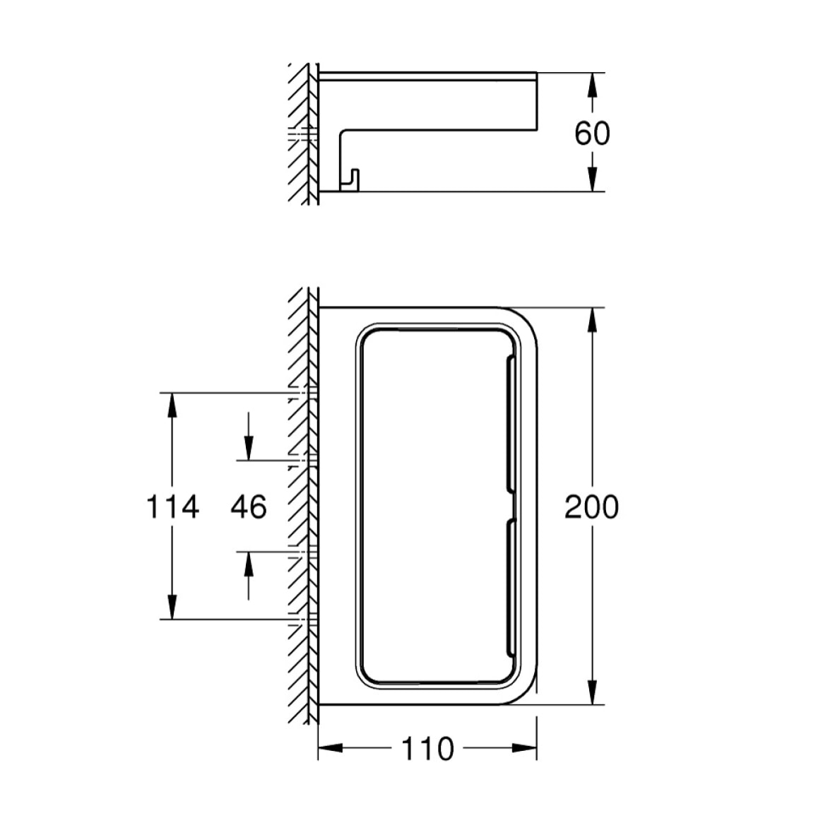 GROHE QuickFix - Start Cube - Panier de douche - Finition Supersteel 41107DC0 (à visser ou à coller)