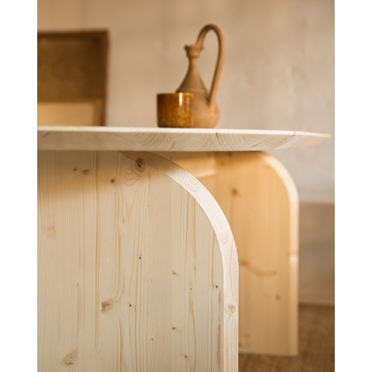 Table à manger ovale en bois massif ton naturel en différentes tailles
