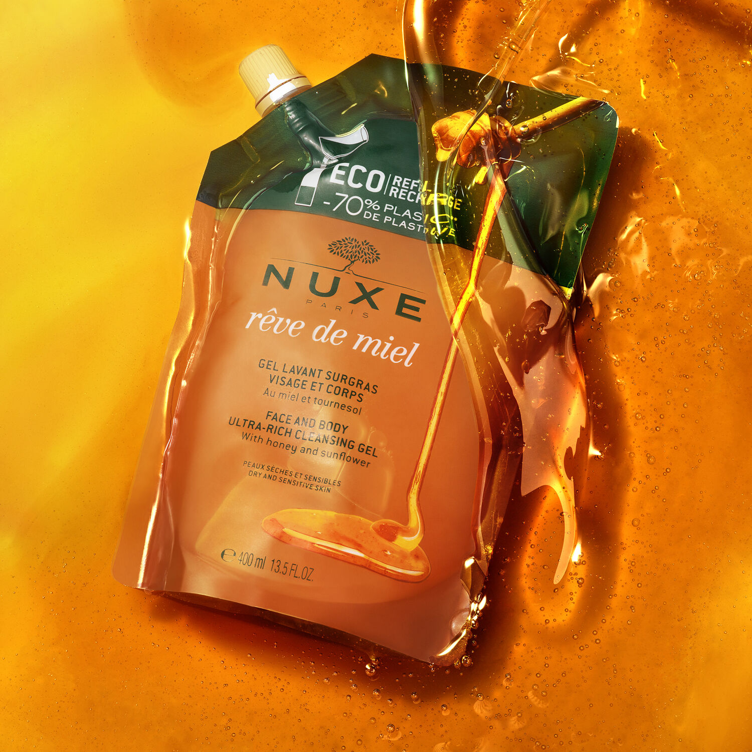 Rêve de miel®  - Gel lavant surgras visage et corps - Peaux sèches et sensibles -