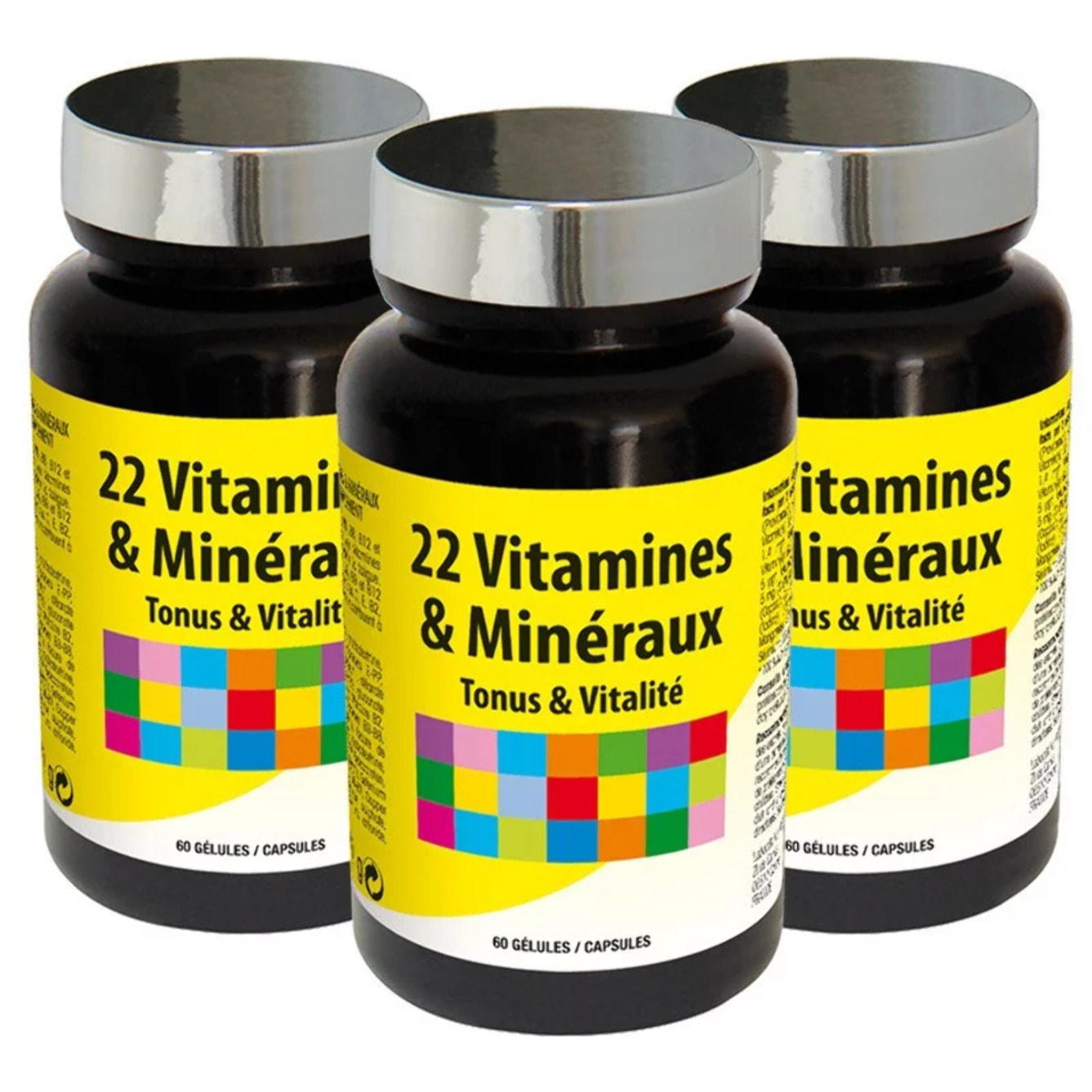 NUTRIEXPERT - 22 Vitamines & Minéraux - Aide à réduire la fatigue - Soutient les défenses naturelles - Protège les cellules du stress oxydatif - Cure 30 jours - Marque Française - Lot de 3 produits