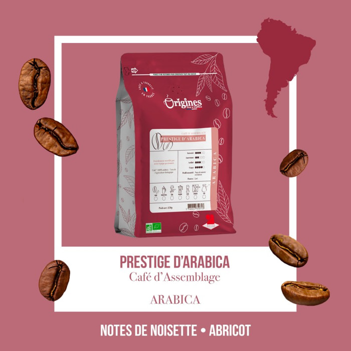 Café Bio Prestige d'Arabica - Blend Pur Arabica - Grain 250g